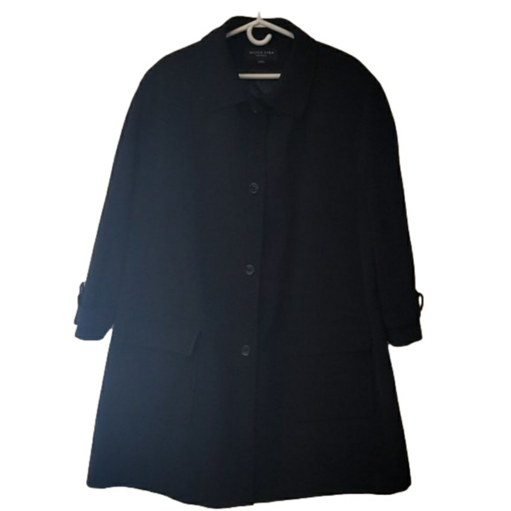 MONA Lisa Fen-Nelli Women's Trench Coat  Navy Blue Size 24.5